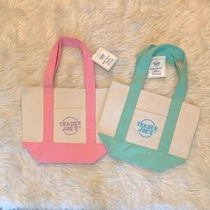 Trader Joe’s Spring edition Pastel Pink and Green Canvas Tote Bag Set